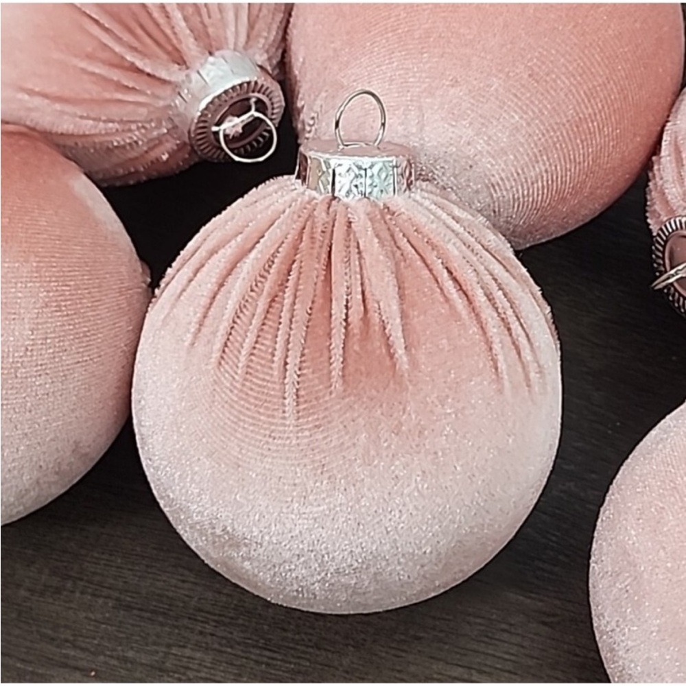 Set of 12 Velvet Pink Holiday Ornaments - Picture 4 of 5
